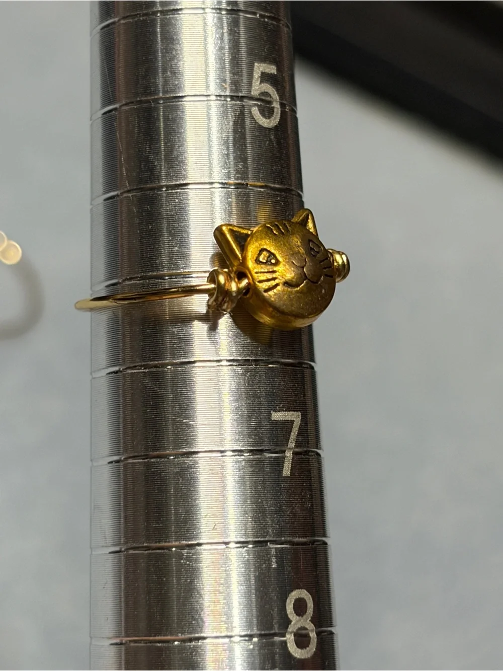 Whimsical Cat Charm Ring in Copper Tone